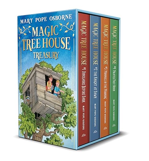Magic Tree House 1-4 Treasury Boxed Set: Dinosaurs Before Dark; The Knight at Dawn; Mummies in the Morning; Pirates Past Noon