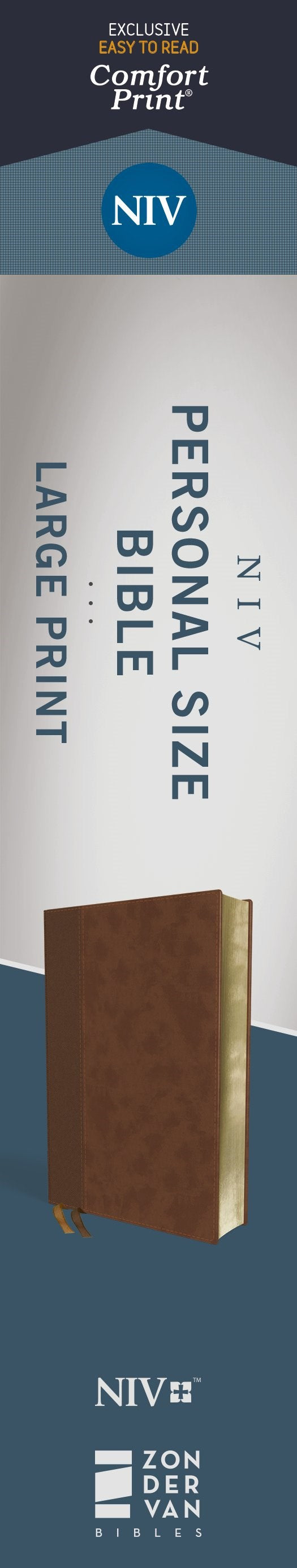 NIV, Personal Size Bible, Large Print, Leathersoft, Brown, Red Letter, Comfort Print  (Large type / large print)