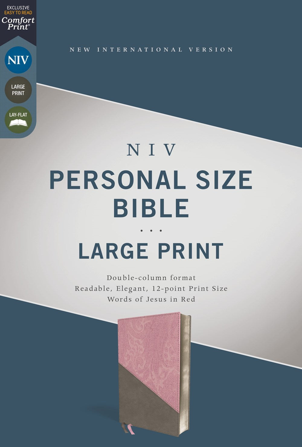 NIV, Personal Size Bible, Large Print, Leathersoft, Pink/Gray, Red Letter, Comfort Print  (Large type / large print)