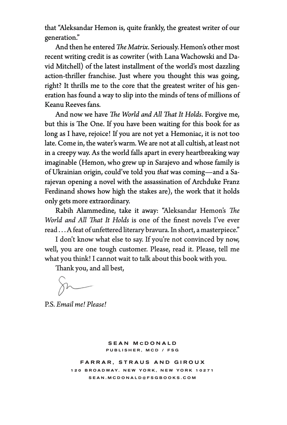 The World and All That It Holds