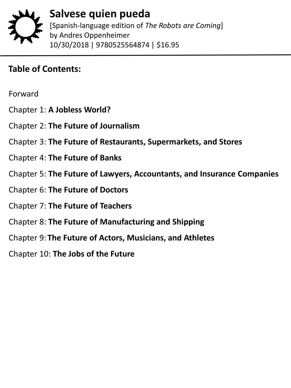 ¡Sálvese quien pueda! / The Robots Are Coming!