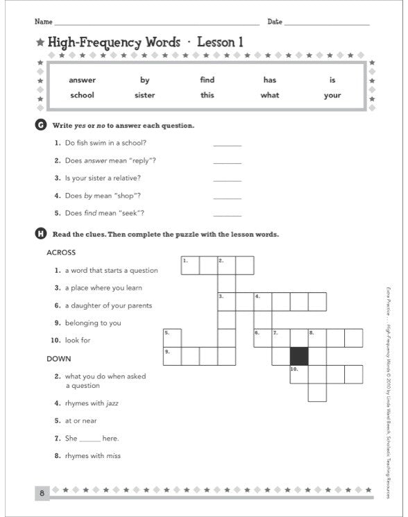 Extra Practice for Struggling Readers: High-Frequency Words : Motivating Practice Packets That Help Intermediate Students Master 240 Essential Words They Need to Know to Succeed in Reading and Writing