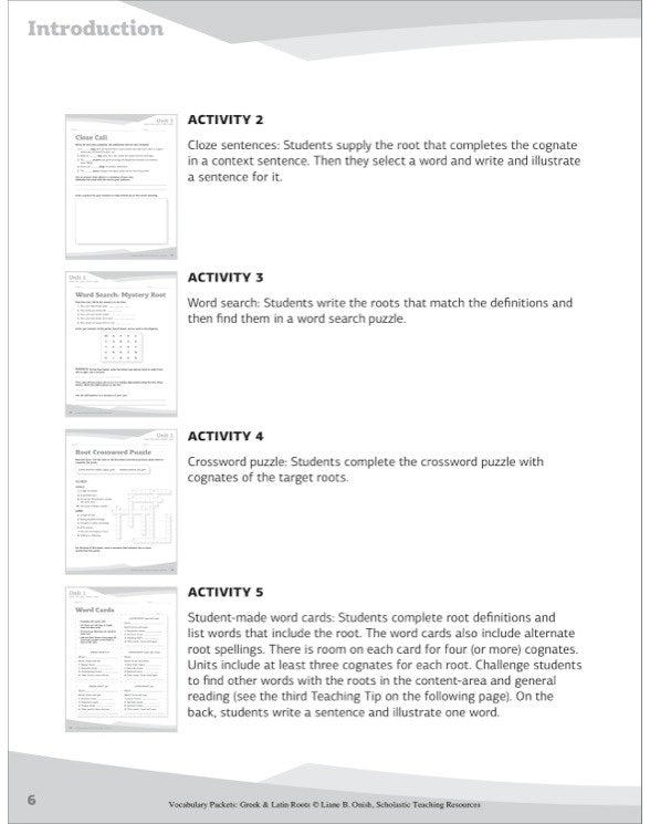 Vocabulary Packets: Greek & Latin Roots : Ready-to-Go Learning Packets That Teach 40 Key Roots and Help Students Unlock the Meaning of Dozens and Dozens of Must-Know Vocabulary Words