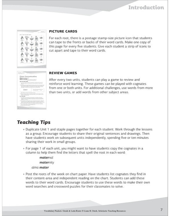 Vocabulary Packets: Greek & Latin Roots : Ready-to-Go Learning Packets That Teach 40 Key Roots and Help Students Unlock the Meaning of Dozens and Dozens of Must-Know Vocabulary Words
