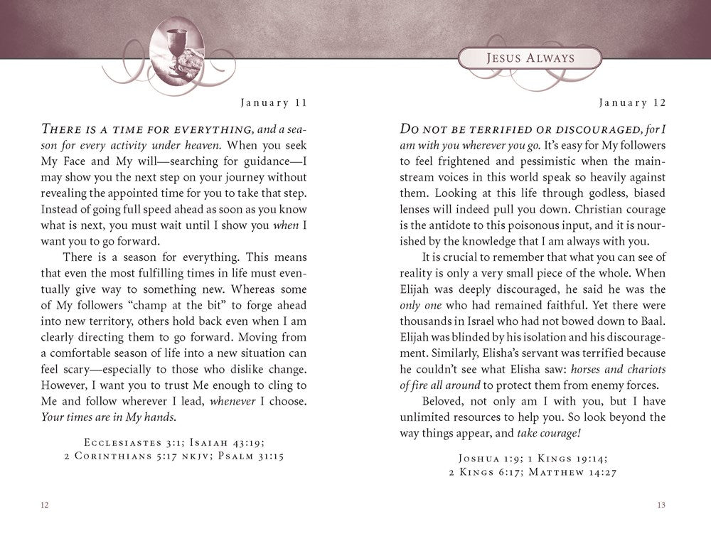 Jesus Always, Padded Hardcover, with Scripture References: Embracing Joy in His Presence (a 365-Day Devotional)