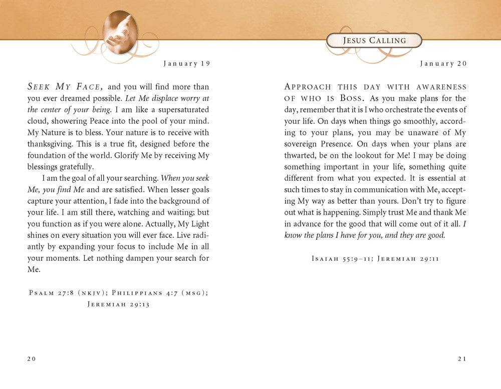 Jesus Calling, Small Brown Leathersoft, with Scripture References: Enjoying Peace in His Presence (A 365-Day Devotional)