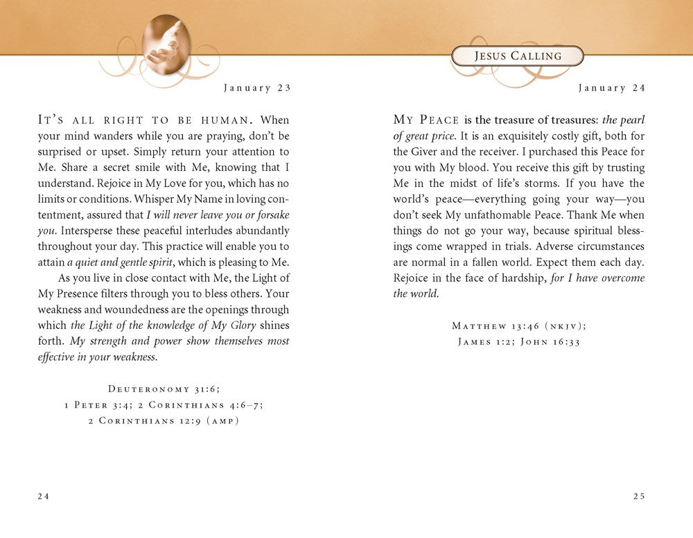 Jesus Calling, Small Brown Leathersoft, with Scripture References: Enjoying Peace in His Presence (A 365-Day Devotional)