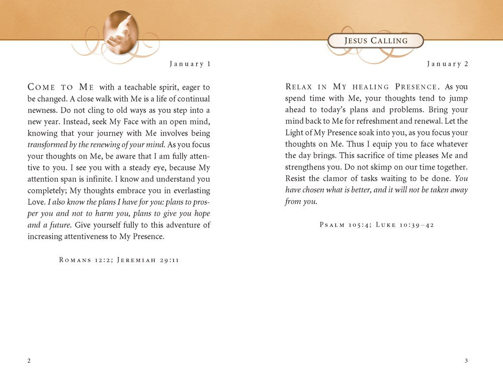 Jesus Calling, Small Brown Leathersoft, with Scripture References: Enjoying Peace in His Presence (A 365-Day Devotional)