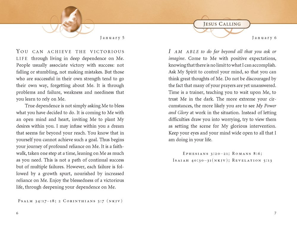 Jesus Calling, Small Brown Leathersoft, with Scripture References: Enjoying Peace in His Presence (A 365-Day Devotional)