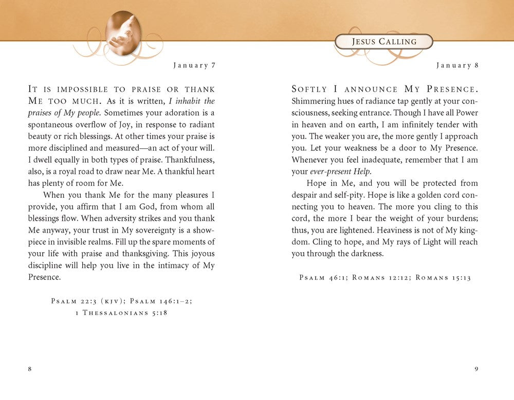 Jesus Calling, Small Brown Leathersoft, with Scripture References: Enjoying Peace in His Presence (A 365-Day Devotional)