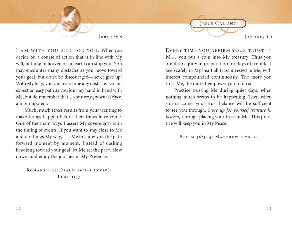 Jesus Calling, Small Brown Leathersoft, with Scripture References: Enjoying Peace in His Presence (A 365-Day Devotional)
