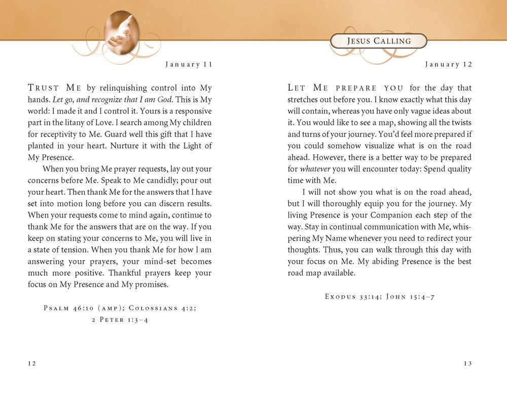 Jesus Calling, Small Brown Leathersoft, with Scripture References: Enjoying Peace in His Presence (A 365-Day Devotional)