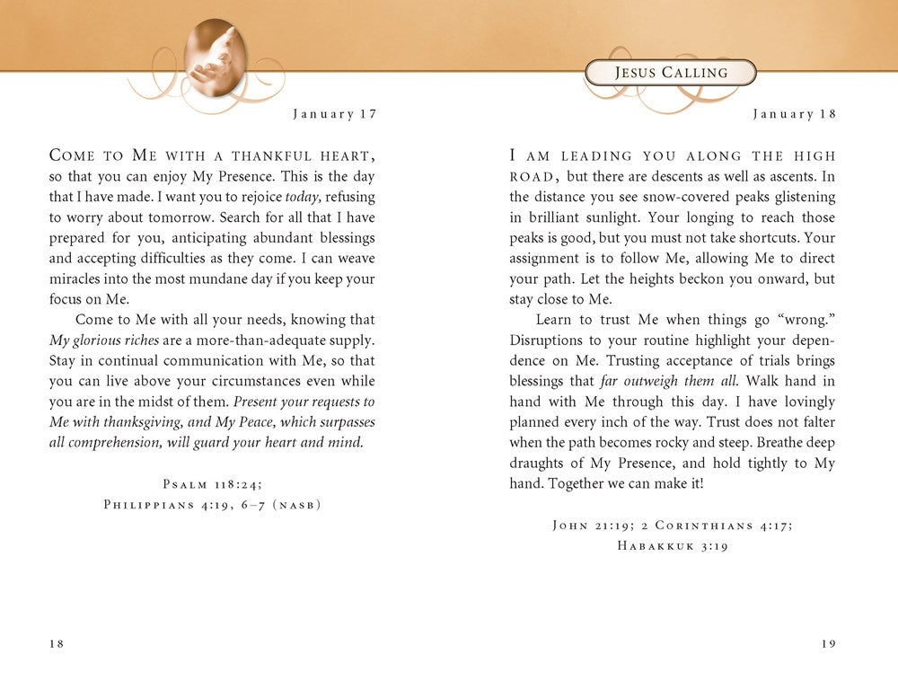 Jesus Calling, Small Brown Leathersoft, with Scripture References: Enjoying Peace in His Presence (A 365-Day Devotional)