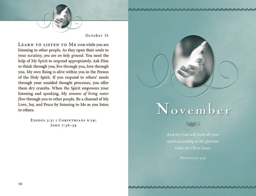 Jesus Calling, Large Text Teal Leathersoft, with Full Scriptures: Enjoying Peace in His Presence (a 365-Day Devotional)