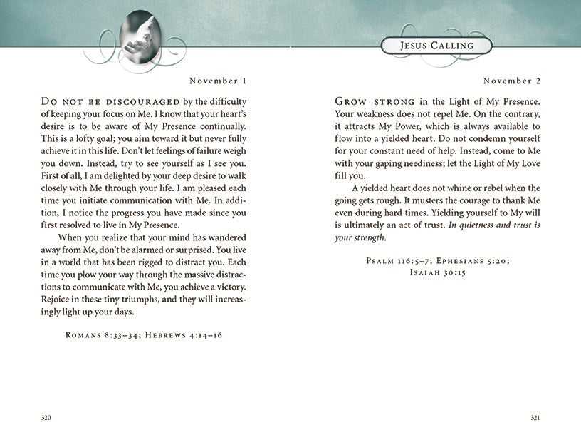 Jesus Calling, Large Text Teal Leathersoft, with Full Scriptures: Enjoying Peace in His Presence (a 365-Day Devotional)