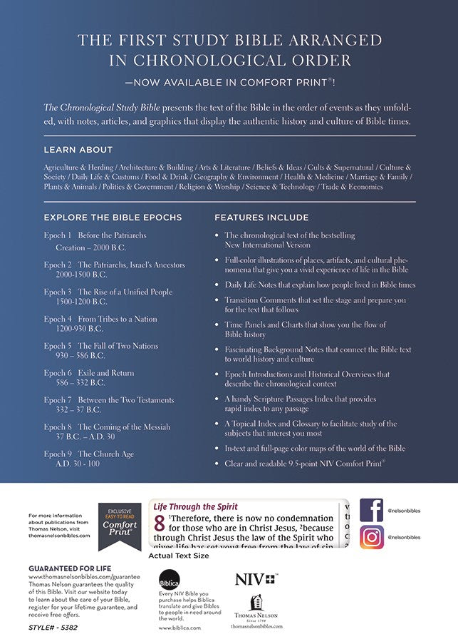 NIV, Chronological Study Bible, Hardcover, Comfort Print: Holy Bible, New International Version