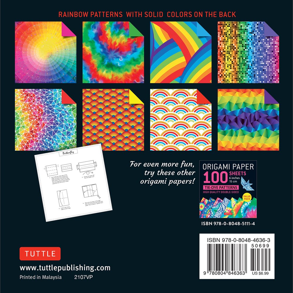 Origami Paper 100 Sheets Rainbow Patterns 6 (15 cm) : Tuttle Origami Paper: Double-Sided Origami Sheets Printed with 8 Different Patterns (Instructions for 7 Projects Included)