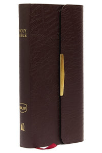 NKJV, Checkbook Bible, Compact, Bonded Leather, Burgundy, Wallet Style, Red Letter