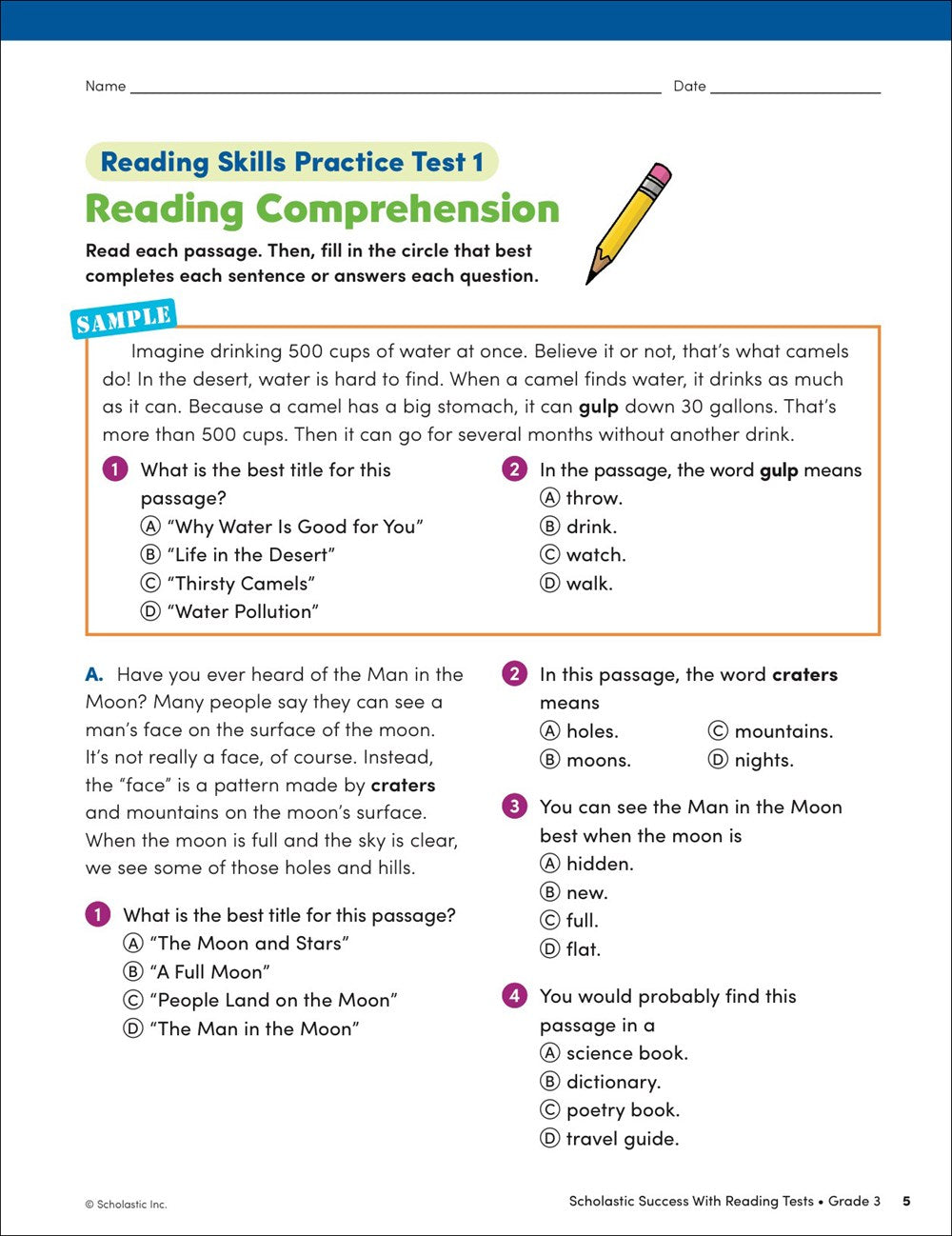 Scholastic Success with Reading Tests Grade 3 Workbook