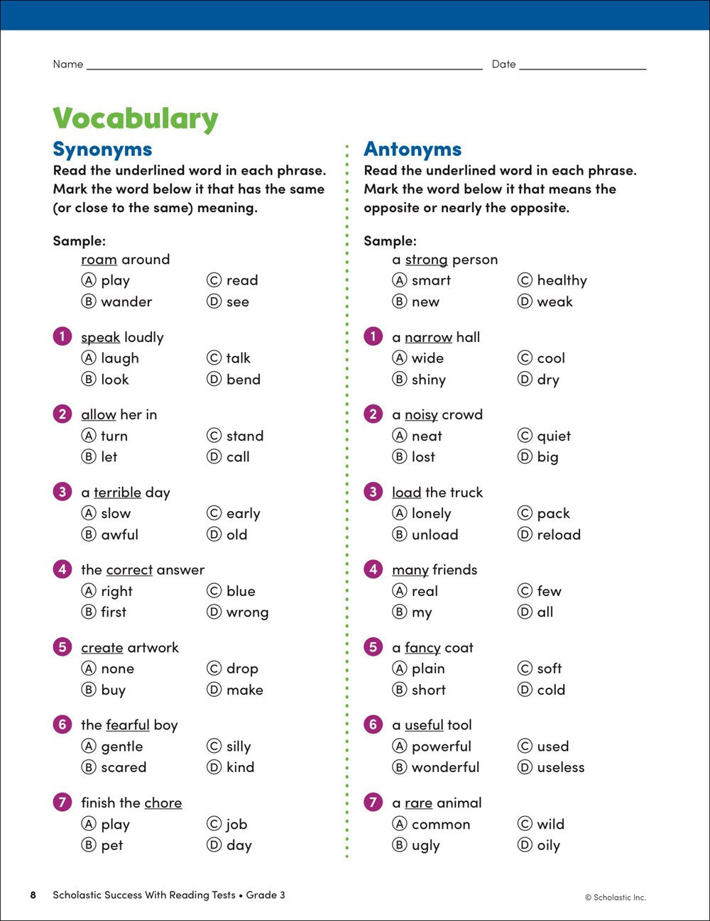 Scholastic Success with Reading Tests Grade 3 Workbook