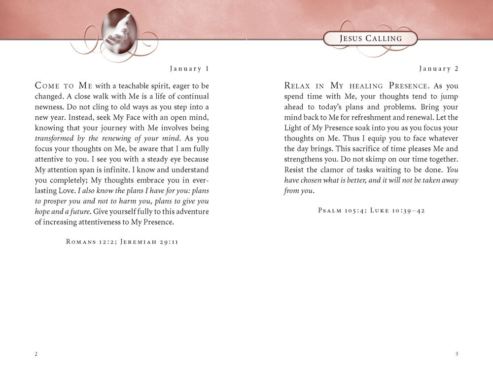 Jesus Calling, Pink Leathersoft, with Scripture References