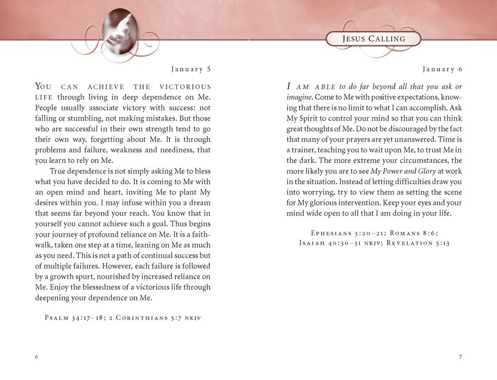 Jesus Calling, Pink Leathersoft, with Scripture References