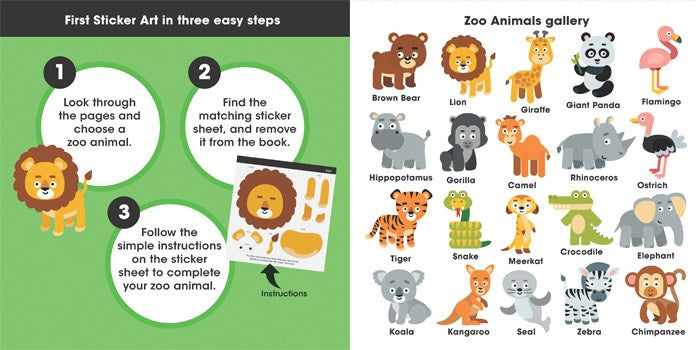 First Sticker Art: Zoo Animals : Use Stickers to Create 20 Cute Zoo Animals