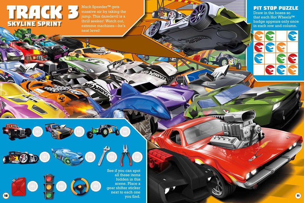 Hot Wheels: The Big Race Seek and Find : 100% Officially Licensed by Mattel, Over 200 Stickers, Perfect for Car Rides for Kids Ages 4 to 8 Years Old