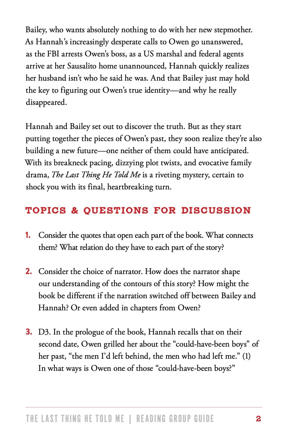 The Last Thing He Told Me: A Novel