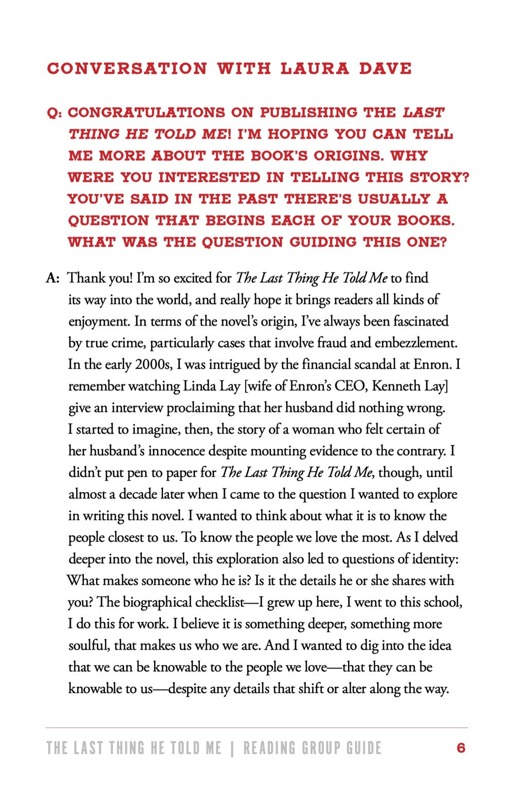 The Last Thing He Told Me: A Novel