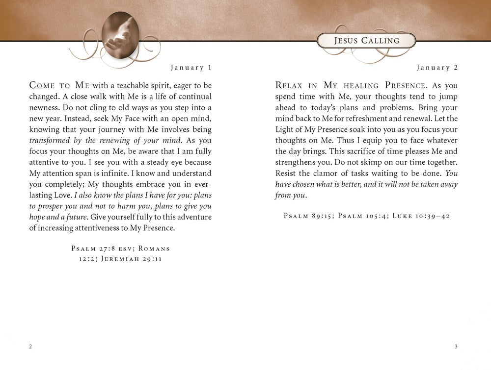 Jesus Calling, Padded Hardcover, with Scripture References: Enjoying Peace in His Presence (A 365-Day Devotional)