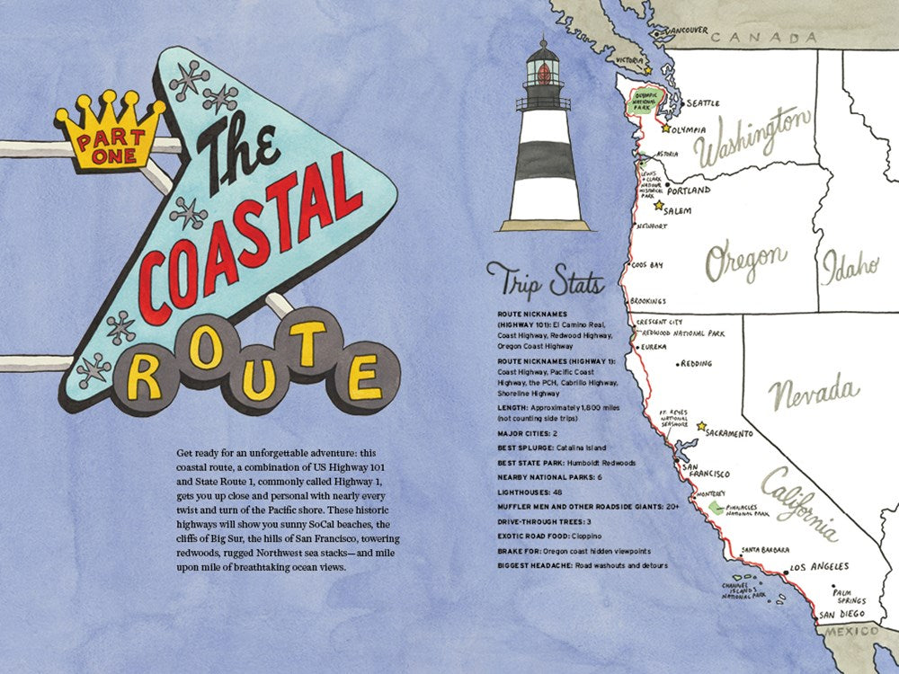 The Best Coast: A Road Trip Atlas : Illustrated Adventures along the West Coasts Historic Highways (Travel Guide to Washington, Oregon, California & PCH)
