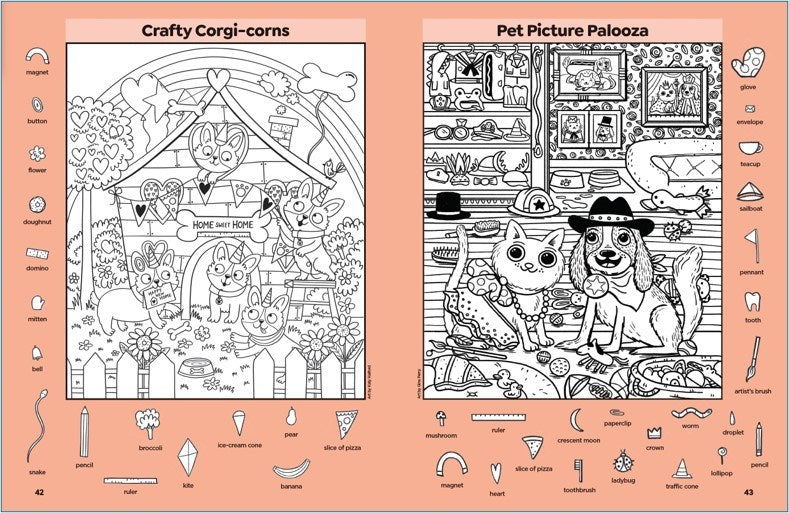 Cute Cat and Dog Puzzles: 144-Page Activity Book for Kids with Over 1,800 Objects to Find, Search-and-Find Puzzles Featuring Cute Kittens and Puppies (Highlights Hidden Pictures)