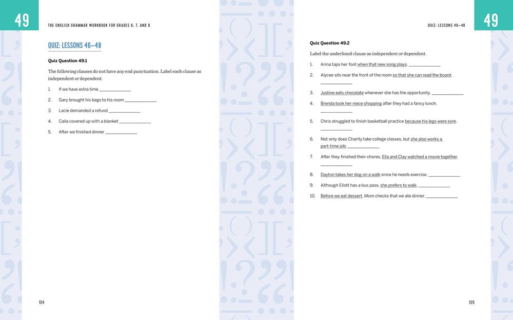 The English Grammar Workbook for Grades 6, 7, and 8: 125+ Simple Exercises to Improve Grammar, Punctuation, and Word Usage