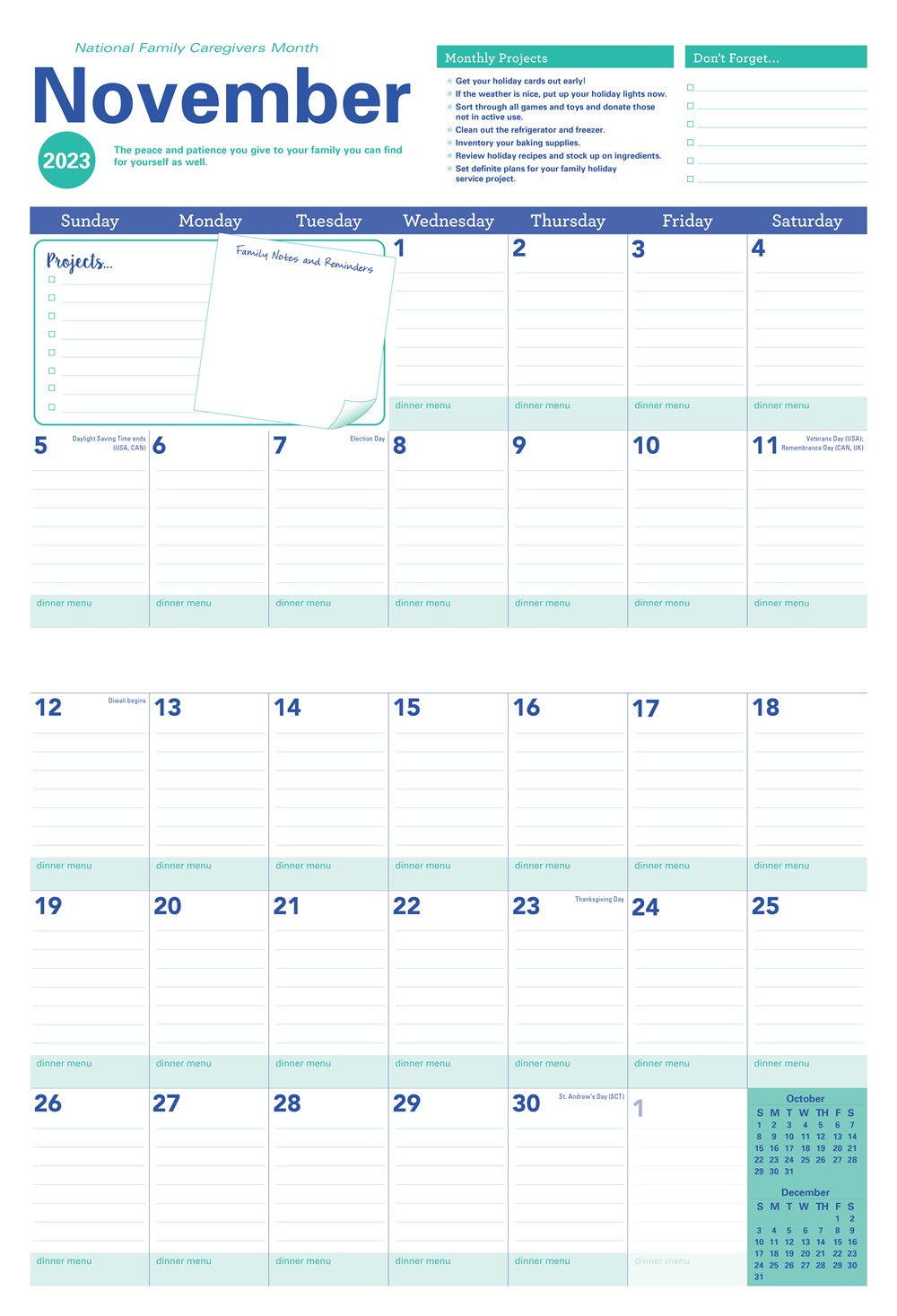 2024 Amy Knapp's Big Grid Family Organizer Wall Calendar