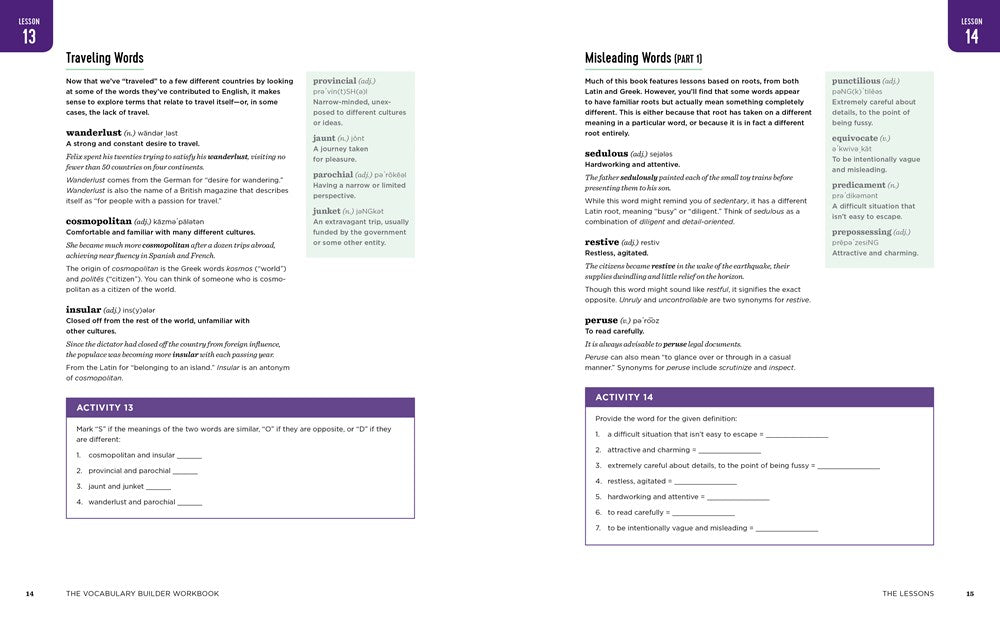 The Vocabulary Builder Workbook: Simple Lessons and Activities to Teach Yourself Over 1,400 Must-Know Words