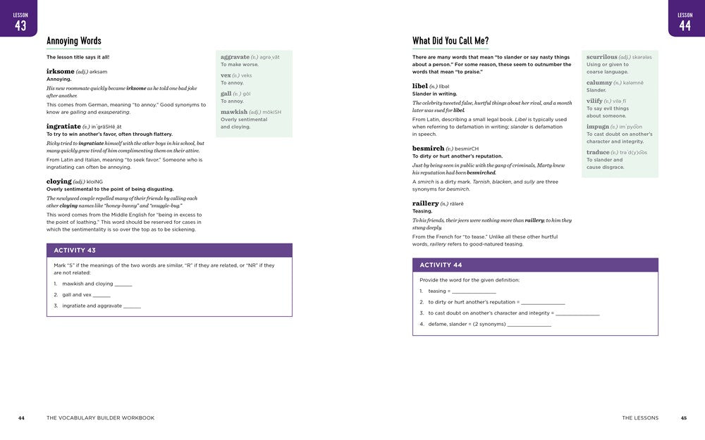 The Vocabulary Builder Workbook: Simple Lessons and Activities to Teach Yourself Over 1,400 Must-Know Words