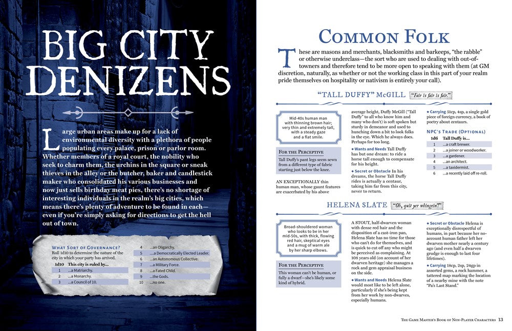 The Game Master's Book of Non-Player Characters: 500+ unique bartenders, brawlers, mages, merchants, royals, rogues, sages, sailors, warriors, weirdos and more for 5th edition RPG adventures