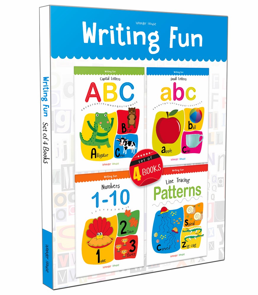 Writing Practice Boxset: Pack of 4 Books (Writing Fun: Write And Practice Capital Letters, Small Letters, Patterns and Numbers 1 to 10)