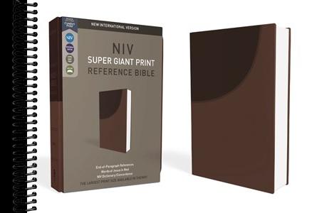 NIV, Super Giant Print Reference Bible, Leathersoft, Brown, Red Letter, Comfort Print