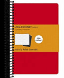 Moleskine Cahier Journal (Set of 3), Large, Ruled, Cranberry Red, Soft Cover (5 x 8.25)