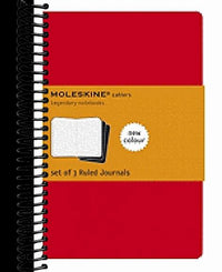 Moleskine Cahier Journal (Set of 3), Large, Ruled, Cranberry Red, Soft Cover (5 x 8.25)