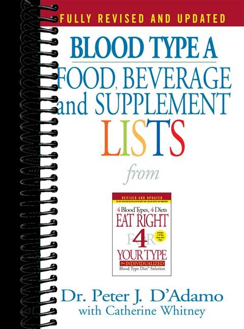 Blood Type A Food, Beverage and Supplement Lists