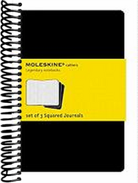 Moleskine Cahier Journal (Set of 3), Large, Squared, Black, Soft Cover (5 x 8.25): set of 3 Square Journals