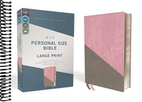 NIV, Personal Size Bible, Large Print, Leathersoft, Pink/Gray, Red Letter, Comfort Print  (Large type / large print)