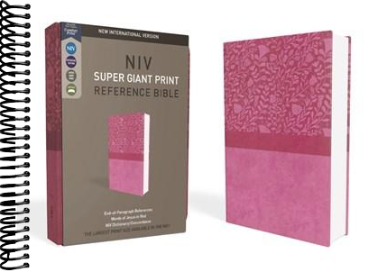 NIV, Super Giant Print Reference Bible, Leathersoft, Pink, Red Letter, Comfort Print