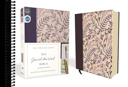 NIV, Journal the Word Bible (Perfect for Note-Taking), Cloth over Board, Pink Floral, Red Letter, Comfort Print: Reflect, Take Notes, or Create Art Next to Your Favorite Verses
