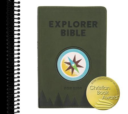 CSB Explorer Bible for Kids, Olive Compass LeatherTouch
